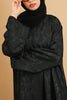 Poly Linen Jacquard Nahwa Black Abaya