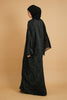 Poly Linen Jacquard Nahwa Black Abaya