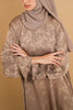 Poly Linen Jacquard Nahwa Light Brown Abaya