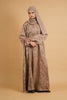 Poly Linen Jacquard Nahwa Light Brown Abaya