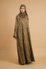 Poly Linen Jacquard Nahwa Olive Abaya