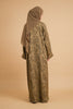 Poly Linen Jacquard Nahwa Olive Abaya