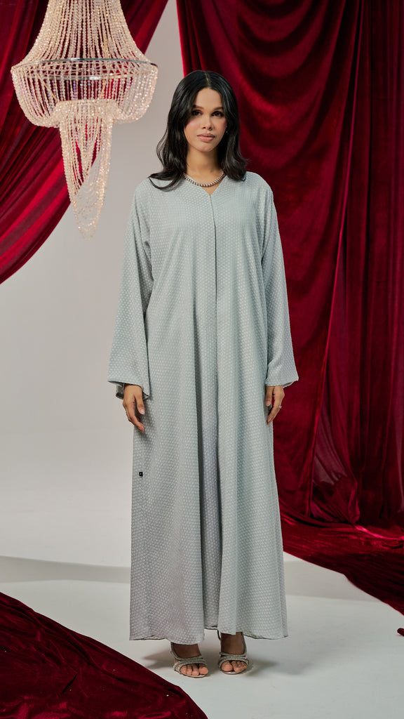 Jacquard Chiffon Narli Pale Blue Abaya