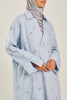 Pure Linen Emet Embroidered Dress in Dusty Blue
