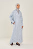Pure Linen Emet Embroidered Dress in Dusty Blue