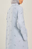 Pure Linen Emet Embroidered Dress in Dusty Blue