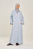 Pure Linen Emet Embroidered Dress in Dusty Blue