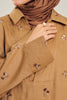Pure Linen Sinai Embroidered Dress in Brown