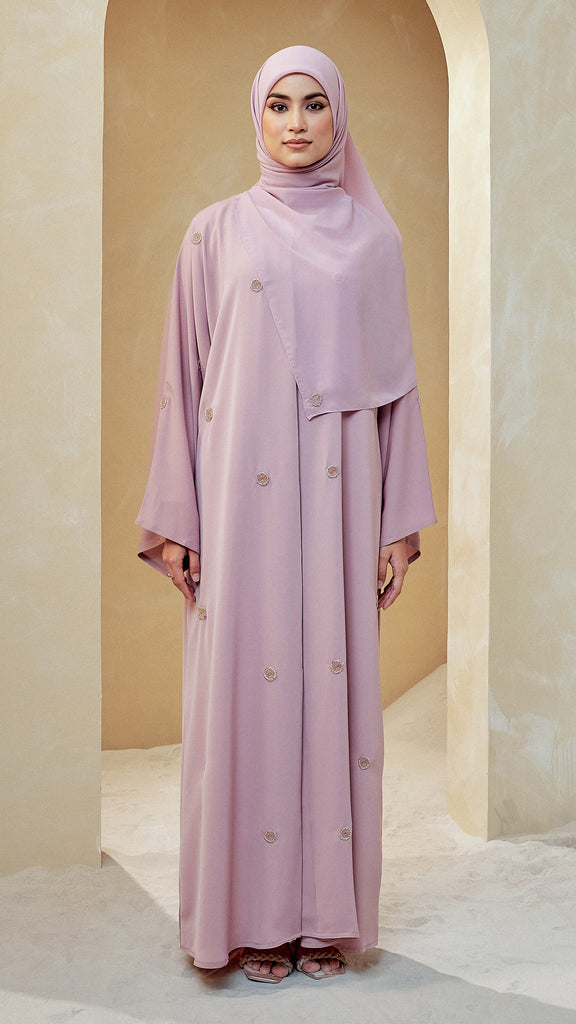 Korean Nidha Nimra Rose Pink Abaya