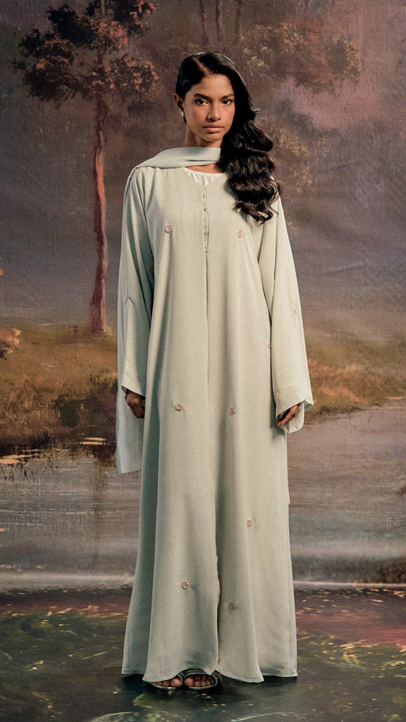 Korean Nidha Nimra Pastel Green Abaya