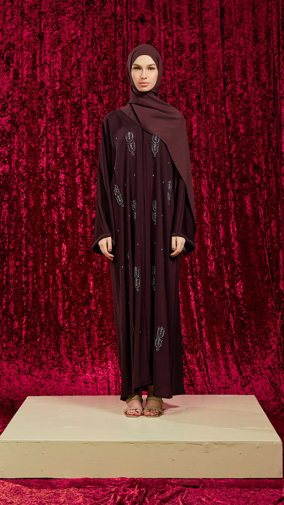 Korean Zoom Nurabad Dark Purple Abaya