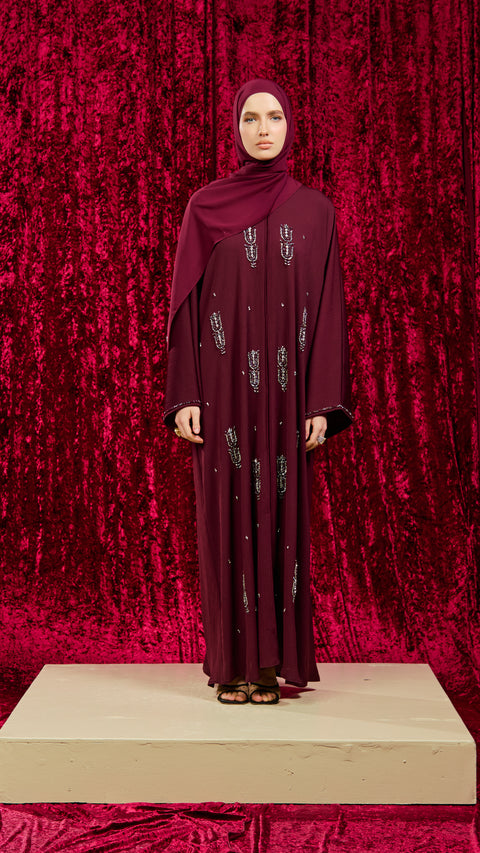 Nurabad Wine Red Abaya