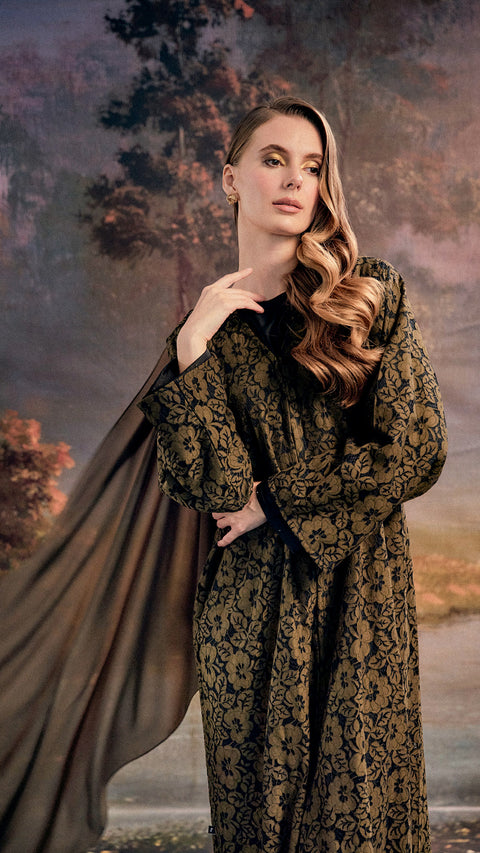 Najaf Lace Olive Abaya