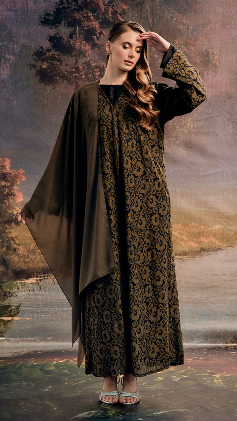 Najaf Lace Olive Abaya