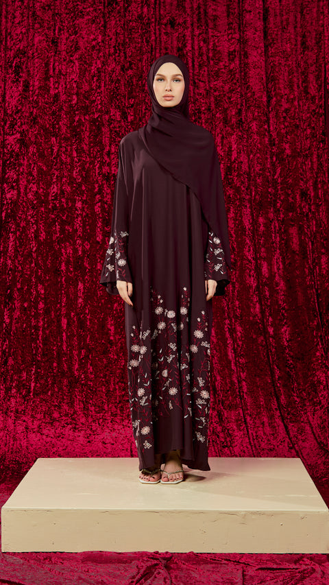 Petaro Burgundy Abaya