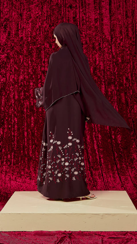 Petaro Burgundy Abaya