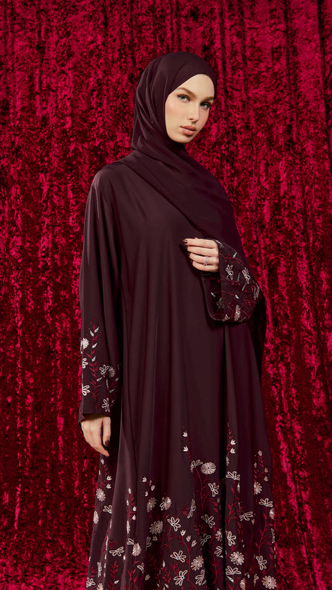 Petaro Burgundy Abaya