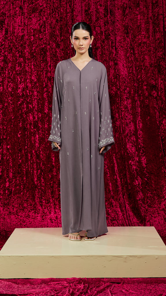 Korean Zoom Qamishli Dusty Purple Abaya