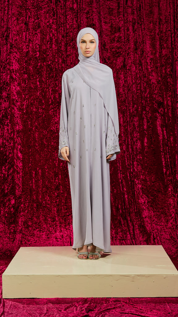 Korean Zoom Qamishli Grey Abaya