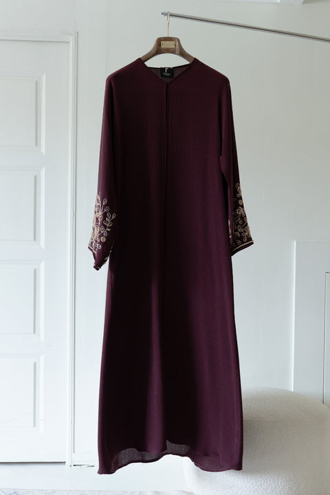 Korean Zoom Qatana Burgundy Abaya