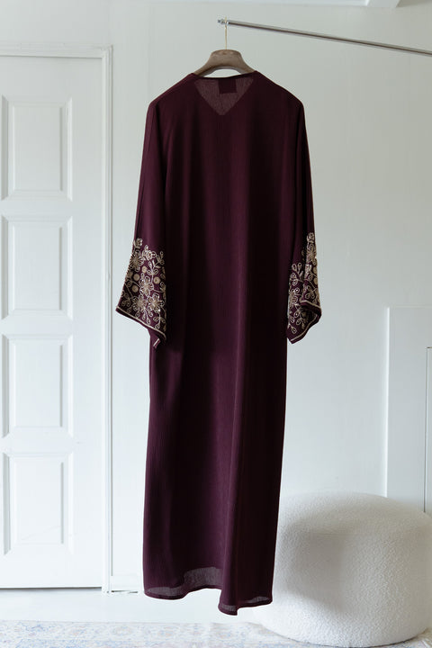 Korean Zoom Qatana Burgundy Abaya