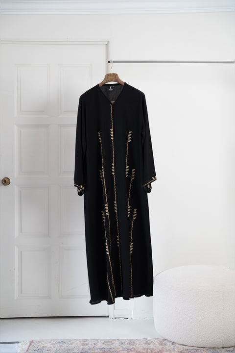 Korean Zoom Qalali Black Abaya