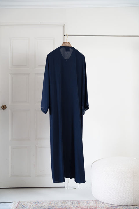 Korean Zoom Qalali Dark Blue Abaya