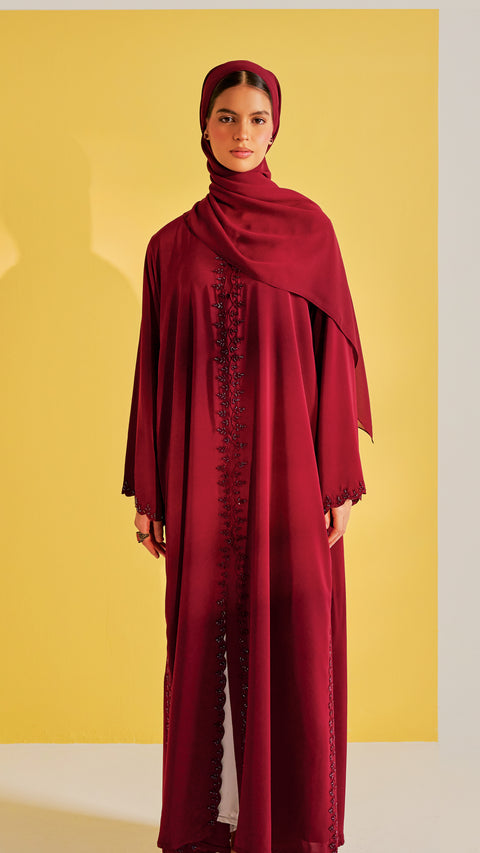 Qarshi Maroon Abaya