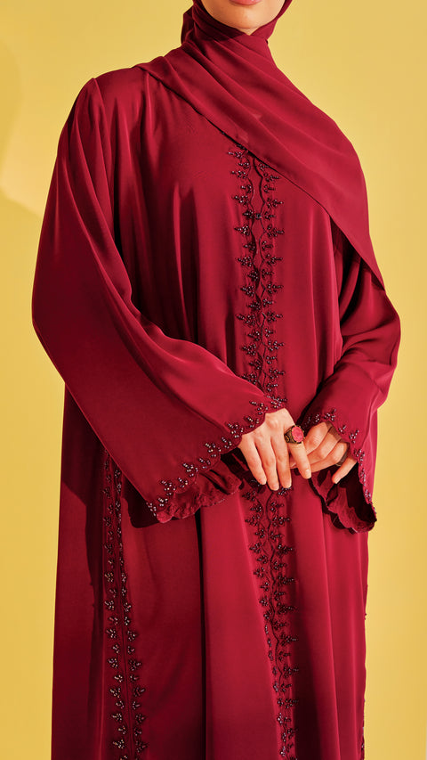 Qarshi Maroon Abaya