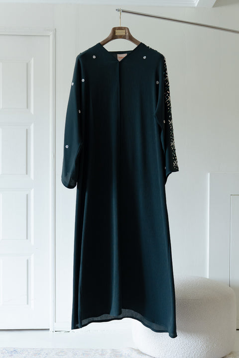 Korean Zoom Rahjan Emerald Green Abaya