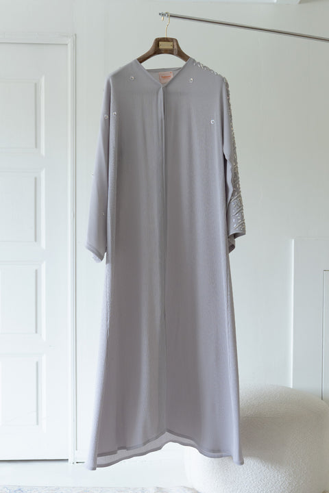 Korean Zoom Rahjan Grey Abaya