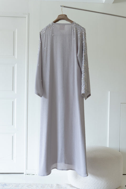 Korean Zoom Rahjan Grey Abaya