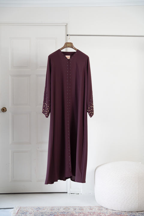 Korean Nidha Rayat Burgundy Abaya