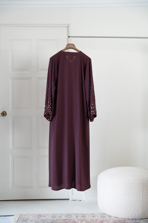 Korean Nidha Rayat Burgundy Abaya