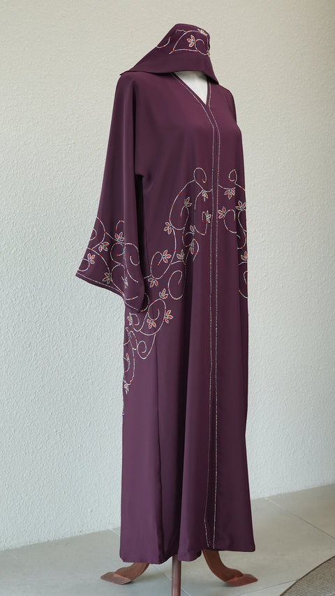 Riffa Wine Burgundy Abaya (CLEARANCE)