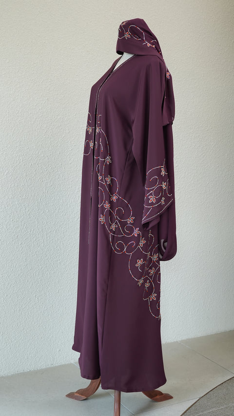 Riffa Wine Burgundy Abaya (CLEARANCE)