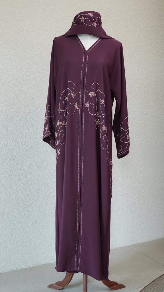 Korean Nidha Riffa Wine Burgundy Abaya