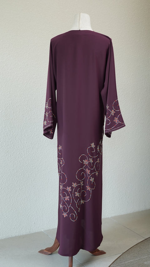 Riffa Wine Burgundy Abaya (CLEARANCE)