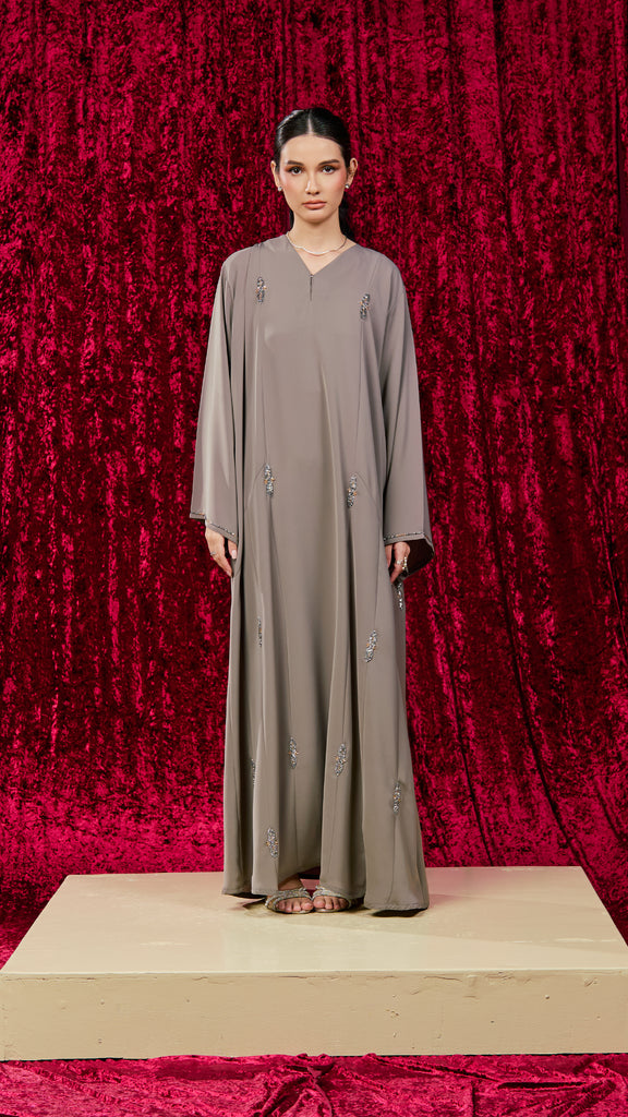 Korean Nidha Ranya Grey Abaya
