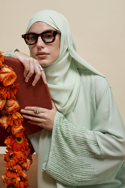 Rawdah Mint Green Abaya