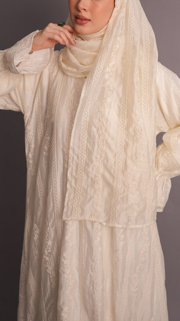 Korean Organza Razdan Off White Dress