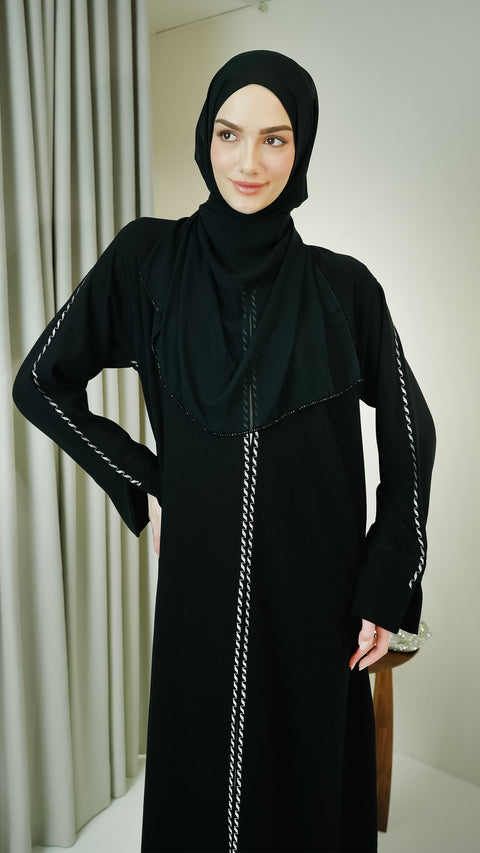 Reyhanli Obsidian Silver Abaya