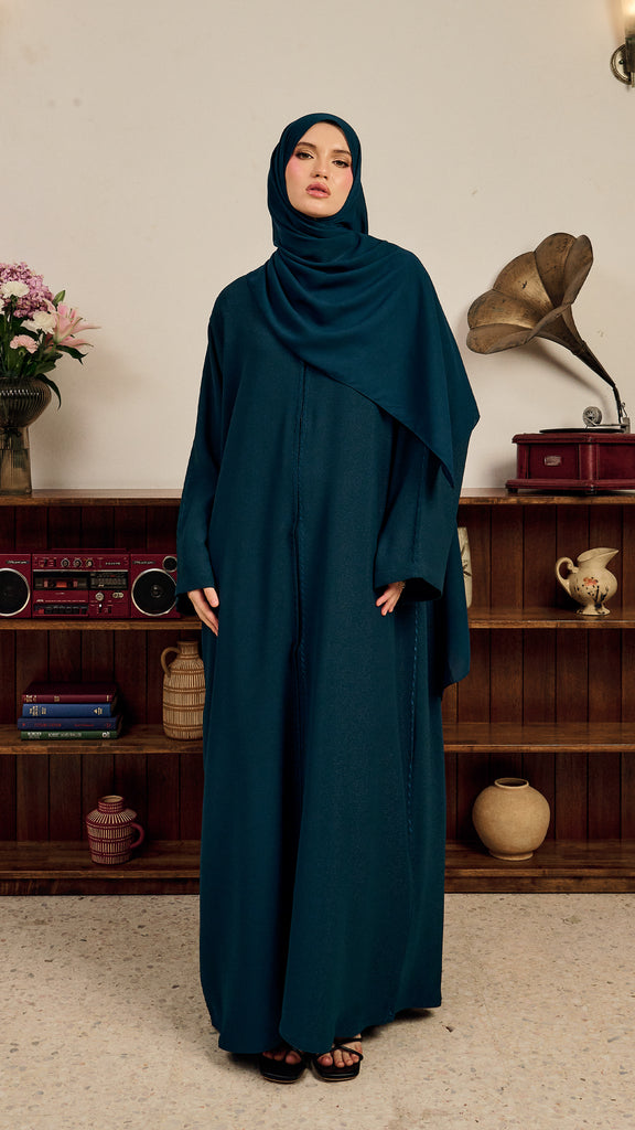 Rosed Crepe Reyhanli Teal Green Abaya