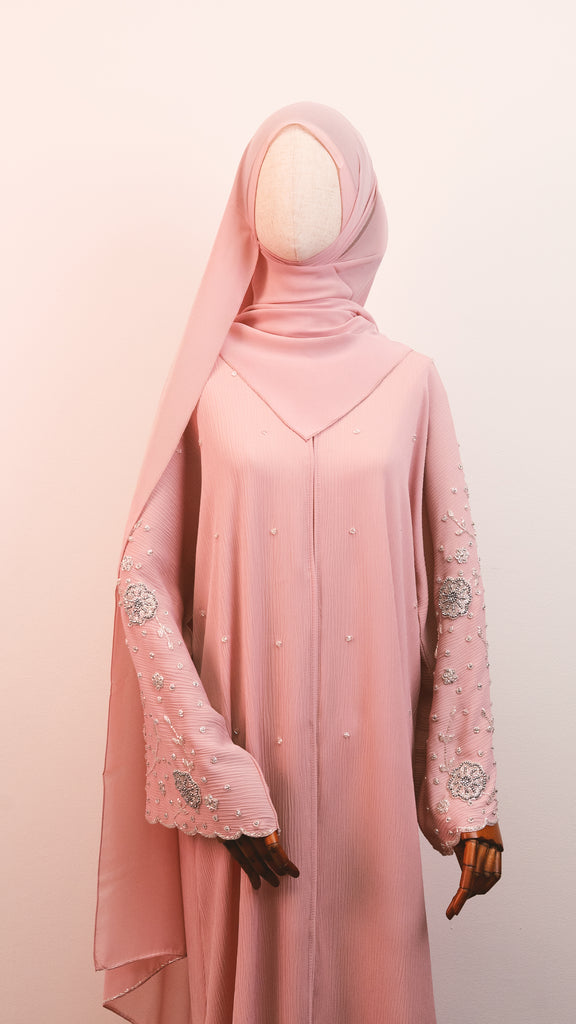Korean Zoom Ruman Pink Abaya