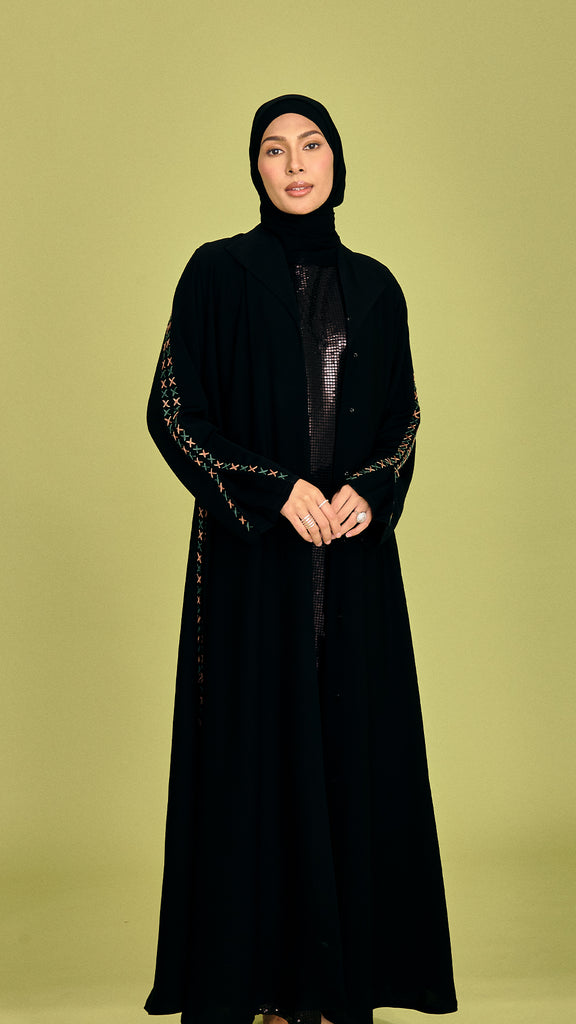 Korean Nidha Ruwi Black Coat Abaya