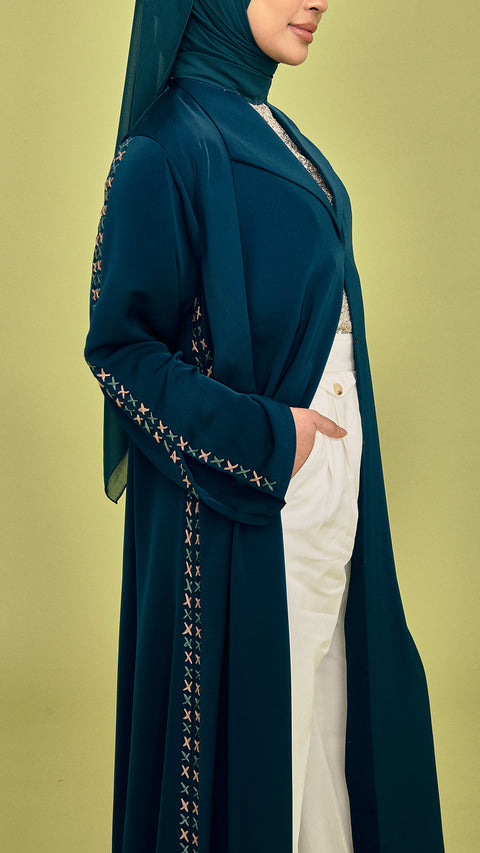 Ruwi Dark Teal Coat Abaya