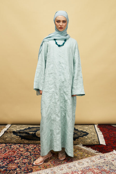 Shasha Pure Linen Daily Dress in Misty Jade
