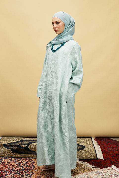 Shasha Pure Linen Daily Dress in Misty Jade