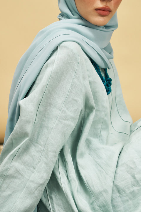 Shasha Pure Linen Daily Dress in Misty Jade