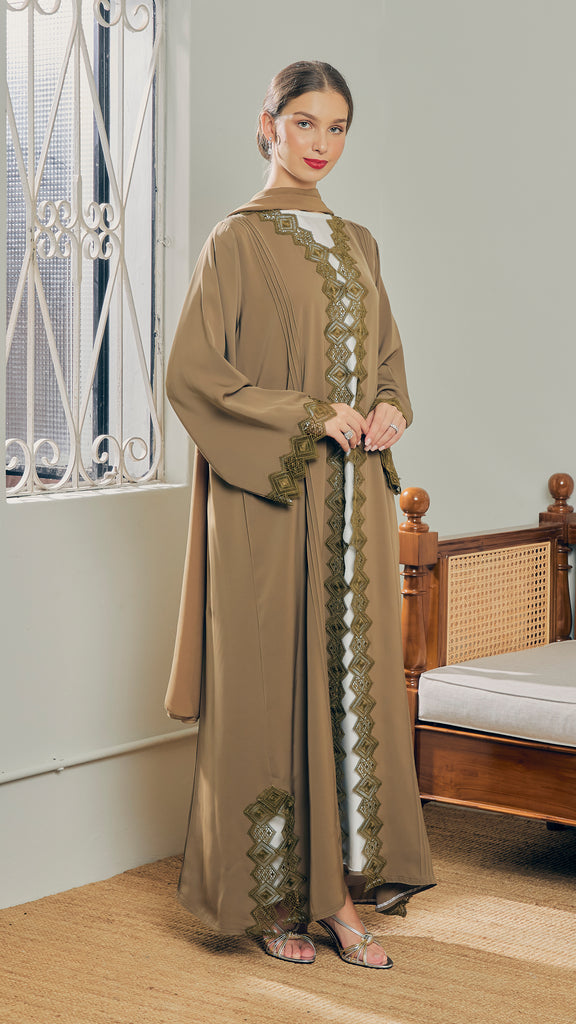 Korean Nidha Salmiya Olive Abaya